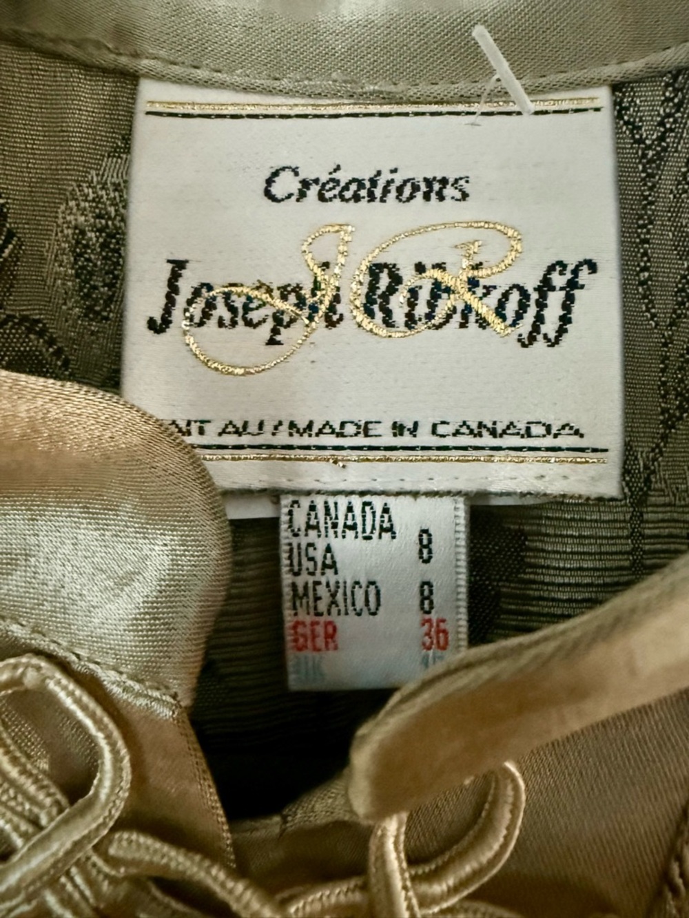 EUC Vintage Joseph Ribkoff Gold Floral Brocade Duster Jacket - Mandarin Collar - Picture 3 of 7